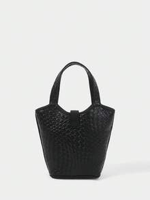 SHECARRY Women's Fashionable Versatile Commuter Metallic Handbag - Black braid - View 3