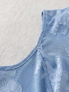 GlowEve CURVE Áo vest nữ cỡ lớn, kiểu dáng thường ngày, màu xanh nhạt, chất liệu vải có họa tiết, khóa kim loại, thích hợp cho đầu mùa xuân. - Màu xanh lam - Xem 4