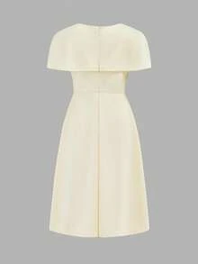 SHEIN Tween Mädchen Casual Einfarbiges Strick Rundhals Kleid - Gelb - View 7