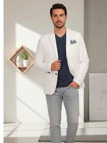 Blazer Casual Busines - White - View 7