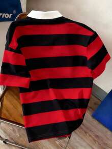 Manfinity Joysei Plus Size Men's Striped Short Sleeve Casual Commuter Polo Shirt - Multicolor - View 2