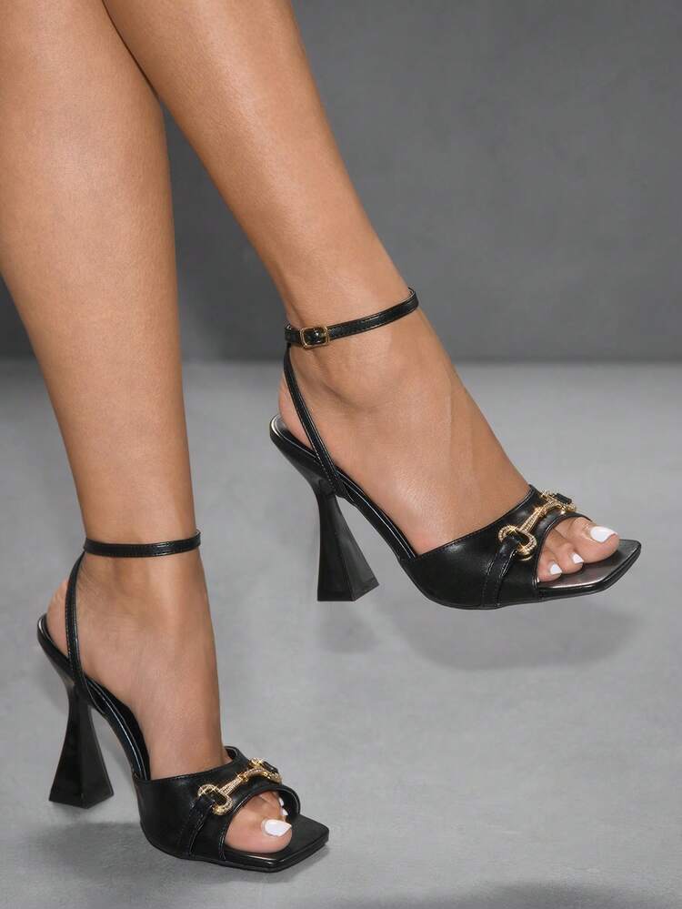 CUCCOO SZL Women'S Pointed Toe Mules With High Heel Featuring Silver Transparent Tpu Upper And Peach-Colored Heart & Silver Rhinestone Decoration Prom Heels