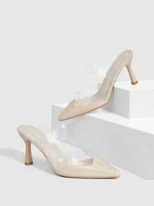 CUCCOO SZL Pointed Toe Women's High Heel Pumps, Jelly Patchwork PU Leather, Sexy For Party & Evening - Apricot - View 2