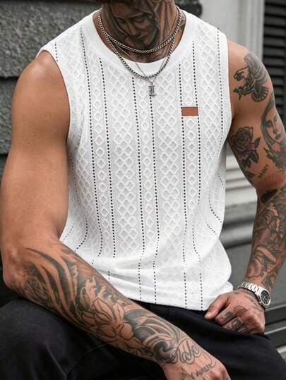 Manfinity CasualCool Men's Casual Versatile Round Neck Tank Top,Men Old Money,Daily Leisure, Weekend Trips, Outdoor Activities, Travel Expeditions, Relaxed Work Environments Or Semi-Formal Occasions, Boyfriend/Husband Gift, Anniversary /Birthday Gift Party Summer Vacation Holiday,Wedding,Spring To Summer,Easter,Men Sleeveless Top,White Tank Top Men,Men Designer Tank Top,Men Mesh Tank Top,Men White Tank Top