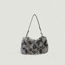 Joivida 1Pc Women's Leopard Print Fuzzy Armpit Bag, Winter Plush Chain Bag With Premium Texture - multicolor - View 15