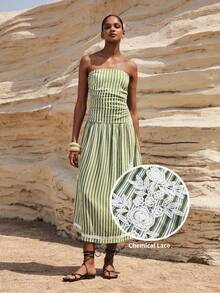 Maija Striped Print Bandeau Dress For Women - Multicolor - View 1