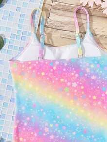 适合夏季的少女休闲简约连体泳衣 - 彩色 - 查看 4