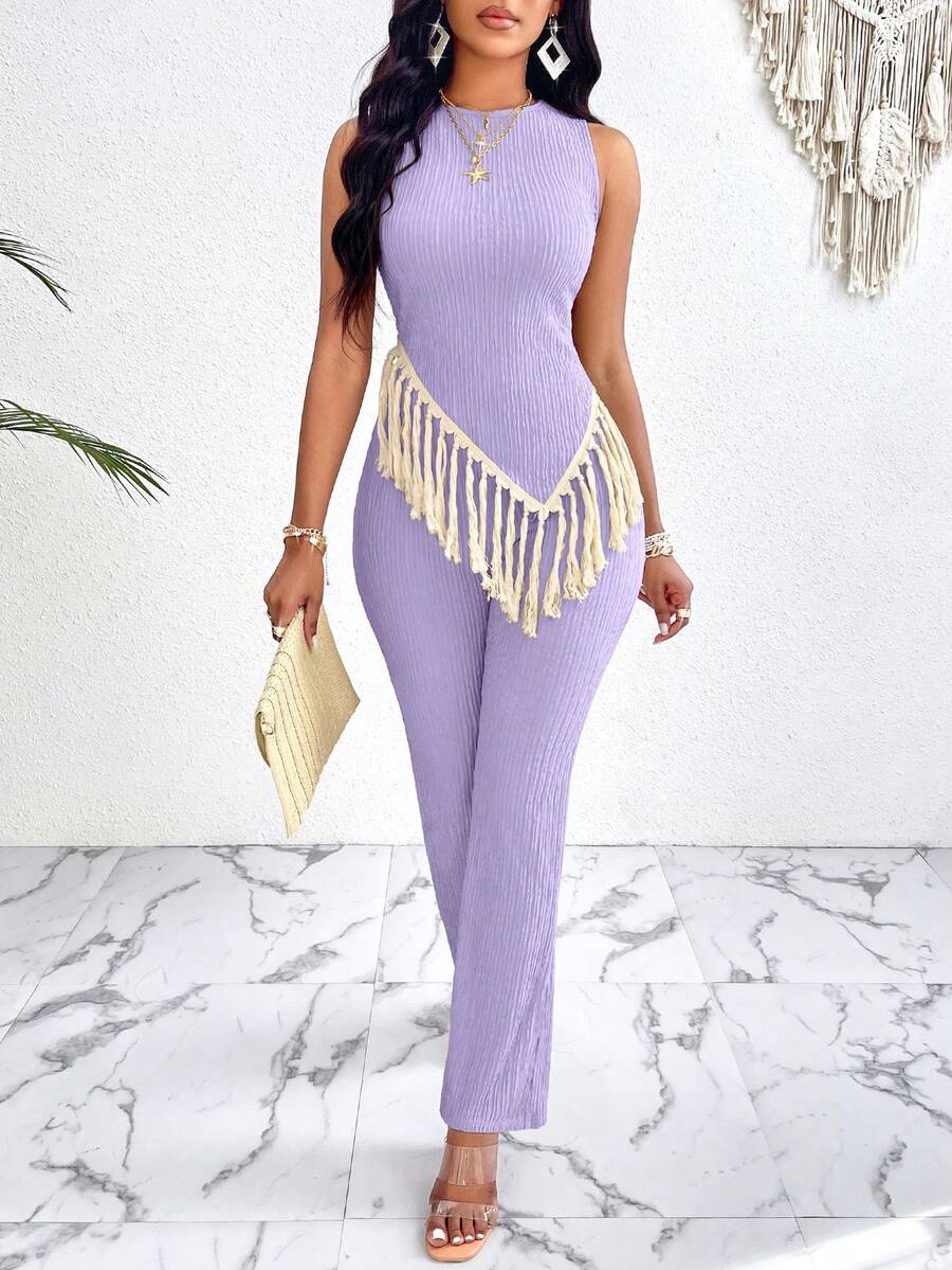 SOLERSUN Asymmetrical Hem, Streaming Texture Fabric Set - Mauve Purple - View 1