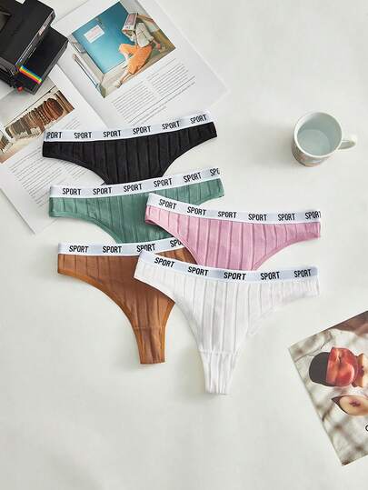 Snug Zone 5pack Letter Tape Waist Thong