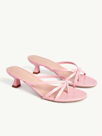 CUCCOO CHICEST Giày nữ mùa xuân hè mới, thoải mái và thoáng khí, mũi tròn, gót mỏng, gót trung bình, hở gót, kiểu xỏ chân, cao 4.5cm, sandal cao gót nữ đơn giản, chất liệu PU, màu trơn, thích hợp đi làm, hẹn hò, đi nghỉ mát.