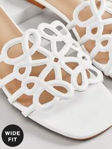 SHUZIA Giày sandal đế bằng dáng rộng, thời trang, thanh lịch, họa tiết hoa khoét hở dành cho nữ. - trắng - Xem 7