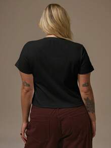 MUSERA Áo thun trẻ em ôm dáng, in hình khẩu hiệu, thích hợp cho mùa thu đông, Giáng sinh, tiệc tùng, đường cong cơ thể, mùa hè. - màu đen - Xem 4