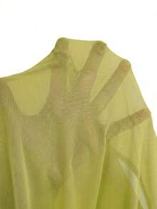 SHEIN SXY Blusa de mujer de unicolor, de malla, de manga larga, transparente y ajustada - Verde - Ver 5