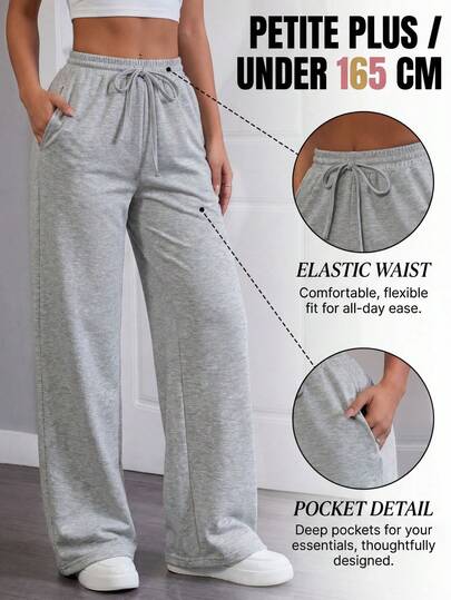 SHEIN PETITE CURVE New Plus Size Women's Petite Girls Solid Color Drawstring Waist Oblique Pocket Casual Sweatpants,High-Waisted Makes You Look Slimmer And Your Legs Longer, Suitable For Petite Women.High-Waisted Makes You Look Slimmer And Your Legs Longer, Suitable For Petite Women.Suitable For All Seasons And Occasion,Suitable For Petite Girls& Women, Summer Stockings And Leggings Summer Summer Stockings And Leggings Summer Outfits Summer Holiday Outfits Long Summer Pants For Women Spring Outfit ,Wide-Leg Pants,Office Pants,Elegant Pants,Casual Pants, High-Waisted Slimming Wide-Leg Pants For Summer,Elegant Women's Ceremony Pants ,Elegant Pants For Party,Elegant Pants For Ladies,Elegant Long Pants, Vacation Outfits Women,Holiday Outfits For Women,Summer Holiday Outfits,Summer Vacation Outfits,Casual Pants For Women ,Sexy Pants For Women