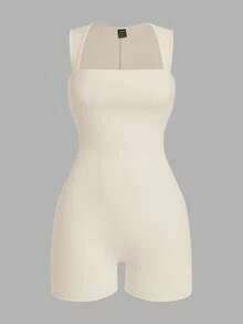 SHEIN EZwear 3件套女士天鹅领无袖紧身连体衣套装，塑身连体衣，女士连体衣，女士塑身连体衣，女士连体衣，女士连体衣套装，女士收腹连体衣套装 - 彩色 - 查看 7