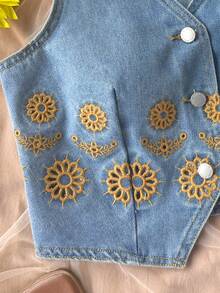 Soleia 女士无袖牛仔背心，性感度假风，蓝色 - 藍色 - 查看 5