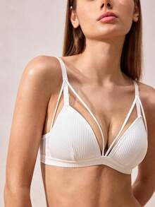 Veilyse Solid Harness Bra & Panty Lingerie Setfor Summerfor Summer - White - View 6