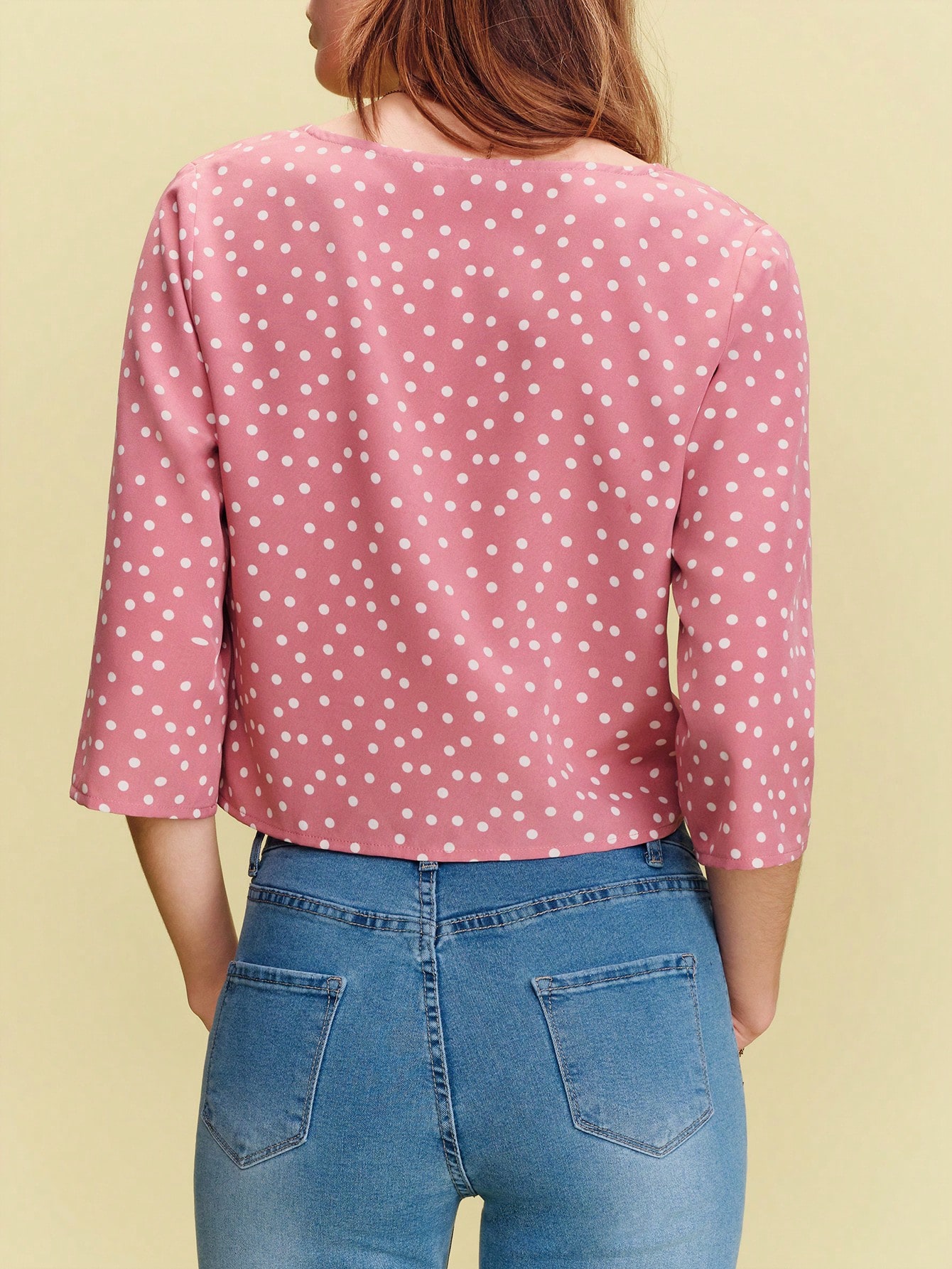 Printed Top With Deep V Neckline And Ruched Front Tie Spring Summer French Style Parisian Style Officewear Elegant Top Pink Summer Top Going Out