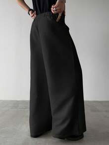 Claim Dot Quần ống rộng dáng suông màu trơn có túi dành cho nam - màu đen - Xem 2