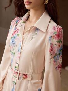 MOTF PREMIUM Women's Elegant Floral Print Dress - Multicolor - View 2