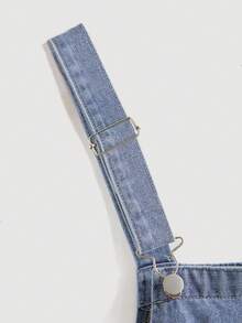 GlowEve Women's Rhinestone Pocket Casual Denim Bib Overall Jumpsuit - Blue - View 5