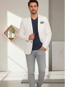 Blazer Casual Busines - White - View 8