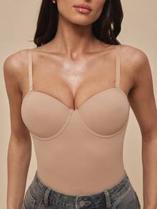 Silquee Bộ đồ định hình cúp ngực thời trang thanh lịch - Màu be - Xem 5