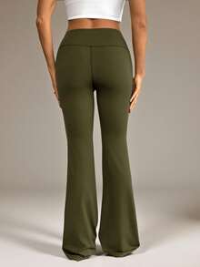 SHEIN Tall 女款高腰彈性瑜伽褲，修身健身緊身褲，適合高個女性 - 軍綠色 - 查看 2