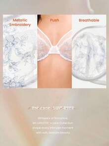 LUVLETTE 女士内衣全罩杯聚拢透气钢圈性感无衬里刺绣蕾丝浅蓝色白色婚纱新娘文胸网纱蕾丝文胸白色显瘦文胸 - 藍色 - 查看 8