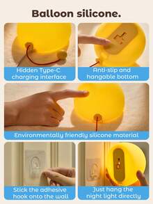 Teckwe Balloon Night Light, Home Decor With Unique Design, Bedroom Wall Sconce - Yellow - View 13