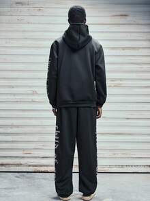 Modcrash Men's Fashion Gothic Graphic Print Hoodie And Sweatpants Set, Fall Clothes - Black - View 3