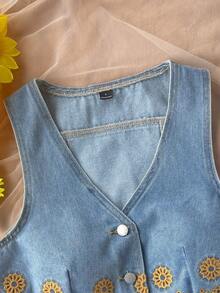 Soleia 女士无袖牛仔背心，性感度假风，蓝色 - 藍色 - 查看 4