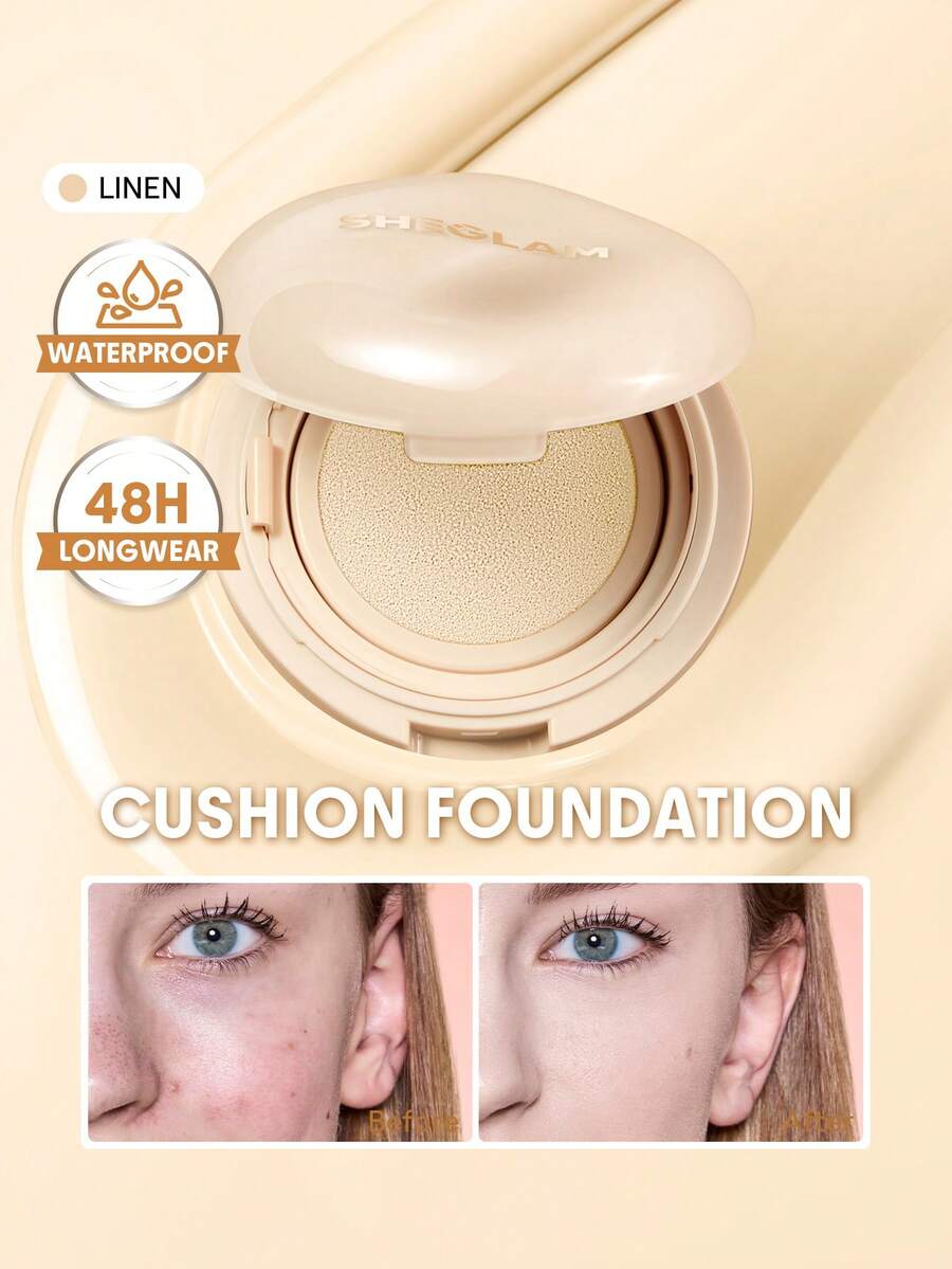 SHEGLAM Lock & Go Long-Lasting 氣墊粉餅-Linen 品牌 美容 化妝 化妝品 適合女性與女孩 完美搭配夏季春季 Y2K 時尚 流行 生日 母親節禮物 假期 派對準備就緒 最佳顏色 - 亞麻布 - 查看 1