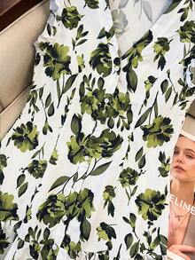 GlowEve CURVE Plus Size V-Neck Casual Dress, Elegant & Fashionable, Suitable For Daily Wear, Vacation, Wedding, Party, Comfortable & Flattering - Multicolor - View 7