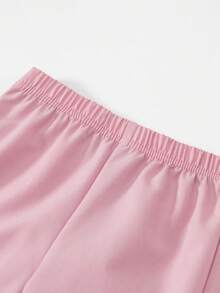 SHEIN 2 piezas Conjunto de caballero - Chaleco y pantalones de tejido liso, moda relajada adecuada para fiesta de cumpleaños, evento de noche, boda - Rosa coral - Ver 6