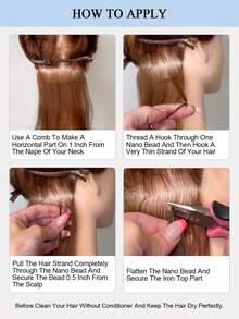 50G/Pack Nano Ring Hair Extensions Real Human Hair Pre-Bonded Micro Beads Natural Straight Texture Mix Color Options Invisible Seamless Application For Salon Looks Easy DIY Micro Links Hairpiece - Multicolor - View 8