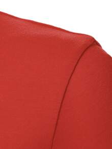 Manfinity Homme Camiseta de manga corta de cuello redondo minimalista y casual con contraste de color para hombres - Rojo - Ver 4