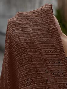VENTUSAIL Plus Size Men's Hollow Out Textured Short Sleeve Shirt & Shorts Set Men Vacation Outfit Sets Men Summer Holiday Clothes Resort Wear Men Holiday - Rust Brown - View 4