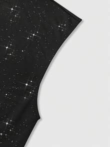 ROMWE MEN Street Life Men's Street Hip Hop Party Sequin Vest - Black - View 4