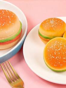 POKOJA LAND A Hamburger Squeeze Toy, Real And Cute, Stress Toy, Fidget Toy,Squishy Toy, Squishy Slow Rising,Toy For Teens, A Great Gift For Party, Birthday And Holiday. - Multicolor - View 2
