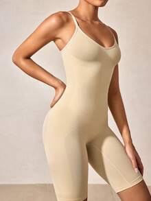 女士塑身连体衣，提胸、收腰、提臀，圣诞特别版 - 杏色 - 查看 8