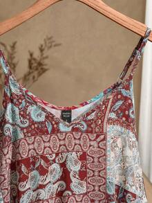 EMERY ROSE Top de tirantes estilo bohemio versátil para salidas de verano, blusas y tops para mujeres, tops bohemios para mujeres, tops de verano para mujeres, top de tirantes bohemio, top de verano, conjunto bohemio para mujeres, top camiseta para mujeres, tops de camisola para mujeres - Marrón - Ver 5