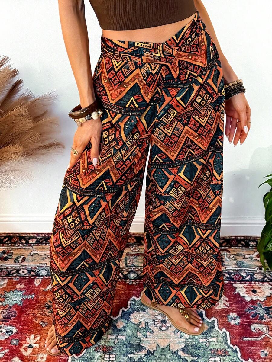 Fembélia Women's Casual Loose Printed Pants - Multicolor - View 1