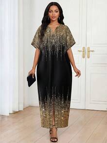 Fleurora 春夏秋冬优雅办公室聚会新年女士连衣裙 - 黑色和金色 - 查看 5