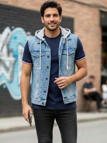 Demin Hat Vest - Baby Blue - View 8
