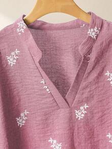 Lacomfia Bộ đồ nữ gồm áo hoa nhí và quần ống rộng, trang phục hai mảnh tối giản thường ngày, cỡ lớn. - Hồng - Xem 7