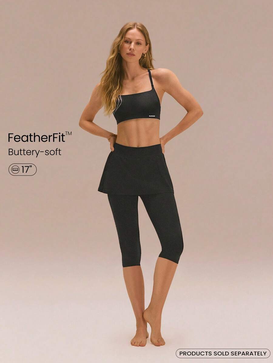 Quần legging FeatherFit™ dáng chữ A dài 17 inch, mềm mại như bơ, co giãn, thấm hút mồ hôi, xẻ tà bên hông, dài đến giữa bắp chân, thích hợp cho yoga, pilates, tập luyện hàng ngày.