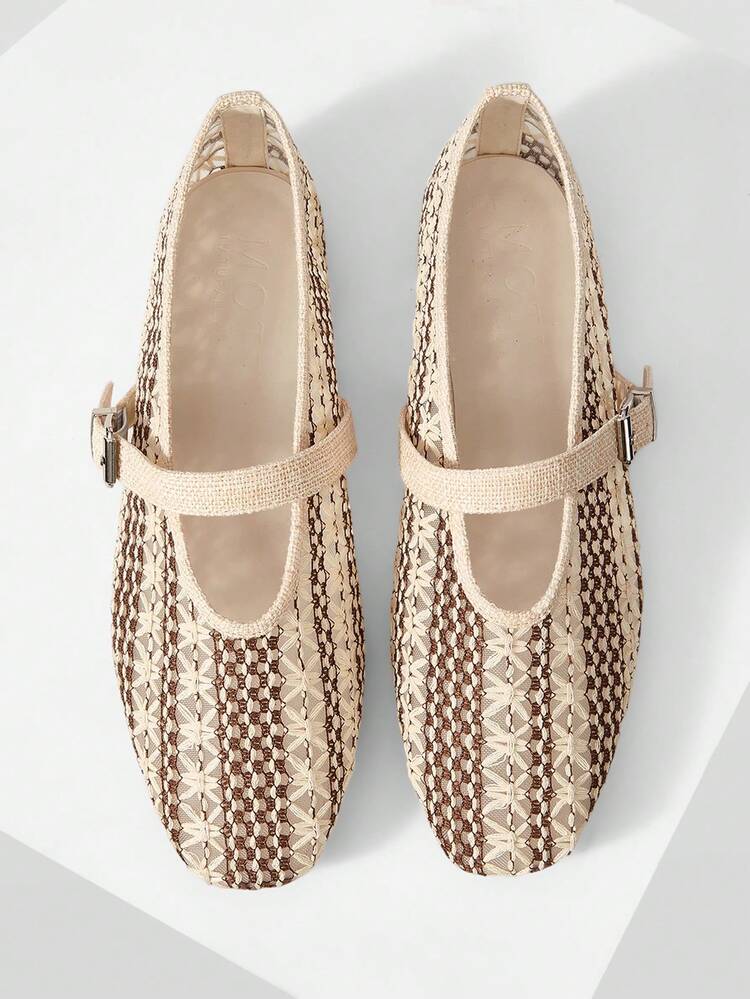 LASER HOLLOW SQUARE TOE WOMEN FLAT LOAFERS