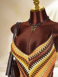 Amplova Đầm nữ dài ngang gối cổ chữ V, kiểu dáng phá cách gợi cảm, thích hợp cho kỳ nghỉ, đầm hai dây dễ thương mùa hè. - Nhiều màu - Xem 5