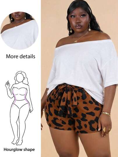 Hourglow Plus Size Women's Solid Color Asymmetrical Shoulder Casual Versatile Daily Wear Mid-Sleeve T-Shirt, Summer Oversized T-Shirt, For Hourglass Body Shape